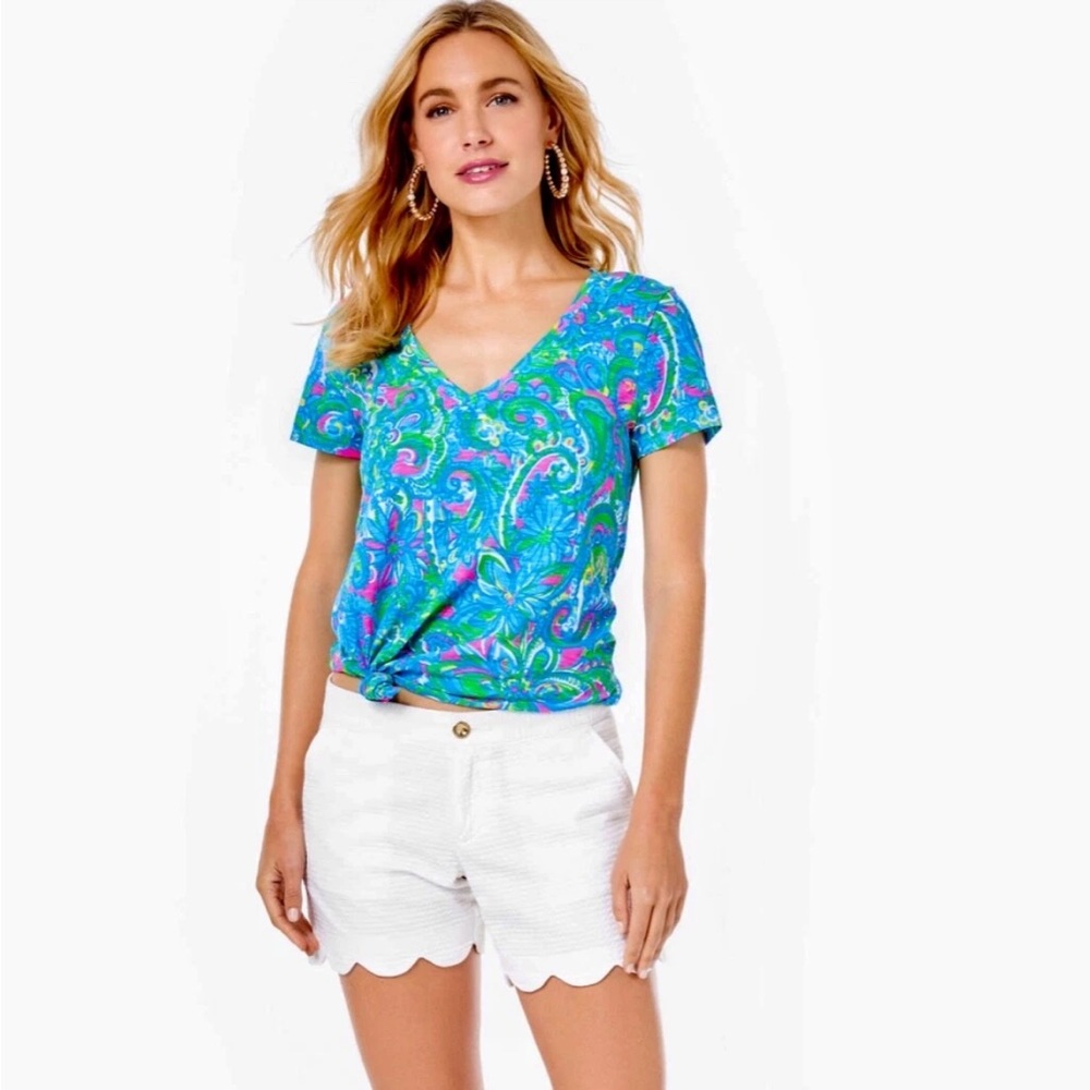 Lilly Pulitzer White Scalloped Hem Shorts